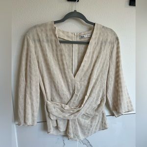 Zara Cream Gingham Blouse